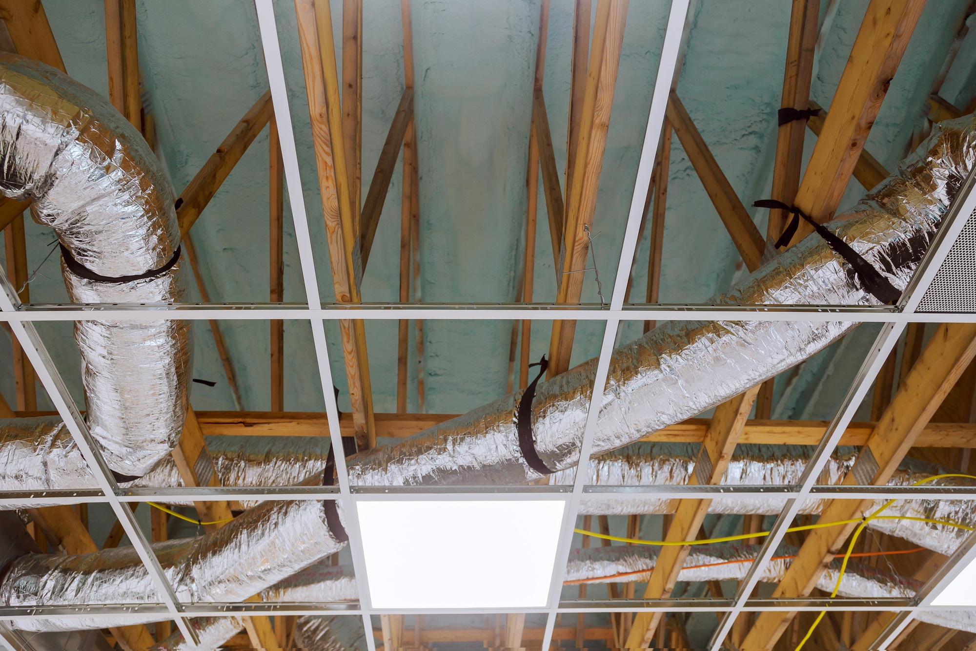 Construction new home of installed of HVAC vent in roofing