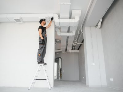 hvac technician at work. ventilation, heating system maintenance and repair hvac technician at work. ventilation, heating system maintenance and repair